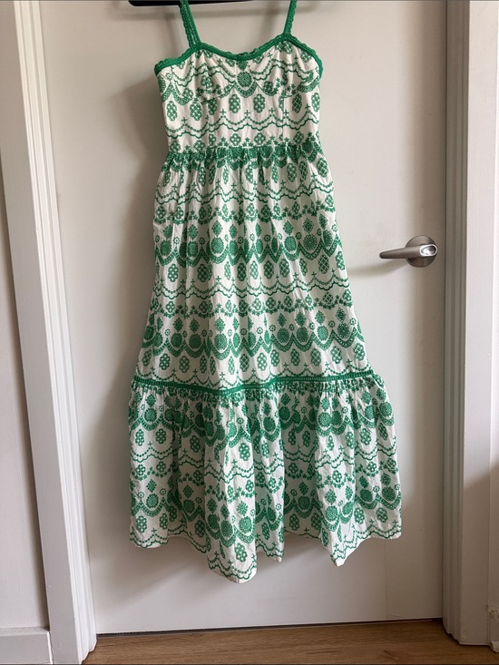 Adrianna Papell Dresses & Skirts - Adrianna Papell Prairiecore White and Green Printed Midaxi Sundress Sz 2
